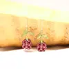 Brincos de Gancho Vintage Doces Exquisitos Tecidos à Mão Cor Vinho Tinto Framboesa Fruta Romã Prata 925