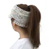 2018 AliExpress ebay Europa y Estados Unidos para otoño e invierno etiqueta CC punto de color en la visera parte superior vacía coleta retorcida gorro de punto pullover