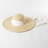 Sombrero de ala grande con diseño de domo de hierba de papel y tiras anchas, estilo europeo y americano, para mujer, para exteriores, playa, protector solar cóncavo, moderno