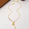 Collar Antiguo de Calabaza de Diamante Chapado en Oro con Carácter de Fortuna Hueco para Mujer, Moderno, Exquisito, Sencillo, Cadena de Clavícula de Moda