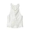 Nuevo Chal de Verano 2026 con Lunares Blancos sin Mangas para Mujer, Corte Ajustado, Ceñido a la Cintura, Diseño de Cuello con Bolsillo, Top Único y Moderno