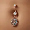 E-commerce transfronteiriço anel de umbigo com caveira rosa e diamante prego de umbigo para festa de Halloween joia para piercing no umbigo