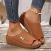 Chinelo Feminino de Verão 2025 Novo Comércio Exterior Solado Grosso Transfronteiriço Tamanho Grande Tira Larga Solado Grosso Boca de Peixe