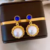 Brincos Redondos de Pérola Estilo Vintage Agulha de Prata, Brincos de Luxo Leve de Alta Qualidade para Mulheres, Modernos e com Design Único