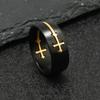 Anillo transfronterizo europeo y americano de acero inoxidable para hombre, negro dorado, cruz desmontable, traje de anillo de acero de titanio, personalidad hip hop