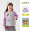 10% de desconto para 1 itemCamiseta de Manga Longa para Meninas Dudu House Algodão Puro Menina Camada Base Outono Top de Bebê Roupa de Primavera e Outono