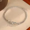 Pulseira Cubana de Prata Esterlina 925 para Homens e Mulheres, Pulseira Hip-Hop Simples e Elegante da Moda, Acessórios de Nicho Personalizados da Moda para Casais