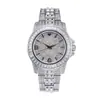 Reloj para Hombre Missfox Nuevo Moda Europea y Americana Incrustado de Diamantes Acero Inoxidable Resistente al Agua Reloj de Cuarzo Totalmente Diamantado