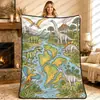 Manta con diseño de mapa de animales transfronterizo, hecha a medida, superventas en Amazon para niños y adultos, manta para pintar y garabatear a mano DIY