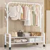 Arara de roupas móvel para atacado transfronteiriço para quarto, cabeceira, cabideiro simples interno, cabideiro de chão para varanda de casa
