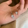 Pendientes de Diamante Doble Ovalados de Lujo para Colgar en la Espalda, Pendientes de Lujo Ligero de Huevo de Paloma de Nicho de Gama Alta Europea y Americana al por Mayor