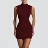 Vestido de Verano Nuevo Estilo Europeo y Americano sin Espalda con Lazo de Perlas Ajustado Línea A, Vestido sin Mangas de Tirantes Estilo Chica Caliente de Moda