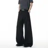 Calça de terno masculina ampla, calça de perna larga solta plissada de perna reta comprida, calça casual business casual