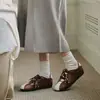 Versión de Piel de Oveja~Estilo Celebridad Tacón Oculto de 4 cm Zapatos de Entrenamiento Alemanes para Mujer, Novedad Primavera 2026 Zapatos Casuales Poco Profundos Mary Jane