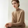 Nuevo suéter de punto grueso de otoño e invierno con 7 puntos, manga raglán, 100% cachemira para mujer, suéter de punto con cuello semi-alto