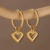 Pendientes de Corazón de Moda Pendientes Lisos de Acero Inoxidable para Mujer Personalidad Elegante Pendientes de Botón Transfronterizos Europeos y Americanos Joyería