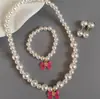 Novo europeu e americano liga amor crianças colar pérola colar pulseira amor estrelas contas coloridas joias conjunto