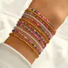 Moda Bohemia Europeia e Americana Transfronteiriça Pulseira de Contas Feita à Mão Contas de Vidro Coloridas como Doces Pulseira Multicamadas de Cores Misturadas