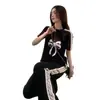 [Mano de Obra Original] Conjunto Deportivo Casual de Celebridad de Internet para Mujer, Moda de Verano, Pantalones Anchos de Manga Corta Streetwear que Reducen la Edad, Dos Piezas