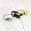 Anel de metal popular para amantes de joias, anel de ouro maciço 18K à prova d'água com abertura elástica criativa, anel de aço inoxidável