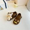 Zapatos de Moda de Cuero Gamuza Retro Color Marrón Maillard para Niñas 2025 Primavera y Otoño Nuevos Dibujos Animados Zapatos Birkenstock para Niños Grandes Zapatos Doudou