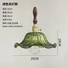 Lámpara colgante verde, lámpara colgante pequeña de mesita de noche, estilo de mediados de siglo, lámpara para pasillo de entrada, lámpara de madera maciza retro francesa, alta calidad