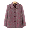 Abrigo de lana para mujeres de mediana edad y mayores con cuello de solapa, blusa de cuadros ligera para madres, ropa elegante para abuelas, ropa de primavera y otoño para mujeres