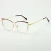 Nuevas gafas versátiles estilo europeo y americano anti-luz azul con pedrería, montura de metal, moda femenina ojo de gato personalidad de moda gafas sin graduación