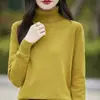 Nuevo modelo primavera 2026 suéter de punto liso de algodón puro con cuello semi-alto, suéter de punto de manga larga para mujer