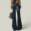 Jeans retrô estilo americano de rua, perna levemente larga, versátil, emagrecedor e levemente boca de sino para mulheres, nova coleção primavera/outono 2026, não justo, calça flare