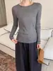 Ropa única y elegante / Top de lana de un solo hombro con patrón de ondas minimalista estilo coreano para mujer, corte ajustado, manga larga, perfecto para otoño