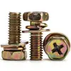 Tornillo Combinado de Tres Piezas con Cabeza Hexagonal Externa Ranurada en Cruz y Arandela Plana, Chapado en Zinc de Color, Tornillo de Combinación Empotrado M5M6M8
