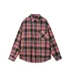 Yidao Roupas Vintage 2026 Outono Nova Camisa Xadrez Escovado Color-Block para Homens e Mulheres, Moda de Rua Retrô Versátil de Manga Longa