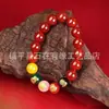 Pulsera de Ágata Roja Natural de los Cinco Dioses de la Fortuna, Pulsera de Ágata de los Cinco Dioses de la Fortuna para Hombres y Mujeres del Año Zodiacal, Pulsera Roja China