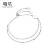 Xi Gu H0125 Plata S925 Doble Capa Ajustable Pulsera Básica Diaria para Mujer Simple Personalizada Estilo Ins
