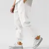Calça Jogger Casual Masculina de Algodão e Linho Estilo Old Money de Luxo, Cintura Elástica de Alta Qualidade, Perna Reta, Cor Sólida, Confortável e Respirável