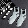 Calcetines de otoño e invierno para mujer hasta media pantorrilla blanco y negro estilo campus NY calcetines para pareja barras paralelas letras running hip hop media pantorrilla Deportes calcetines para hombre
