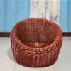 Cadeira de lazer preguiçosa de Rattan para hotéis e pousadas, assento individual de vime natural trançado à mão para espaços pequenos