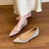 Sapatos Rasos de Bico Fino com Rebites Estilo Coreano Sapatos da Moda para Mulheres 2025 Novos Sapatos Profissionais Elegantes Sapatos Elegantes da Moda para Banquete