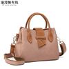 Bolso de mano informal para mujer, bandolera de lona impermeable con primera capa de piel auténtica, bolso de hombro de color liso, rebosante