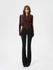 YECHUAN# Jeans de Tiro Bajo Estilo Chica Picante Americana Micro-Acampanados para Mujer Otoño Adelgazantes Elásticos Bodycon Acampanados de Campana
