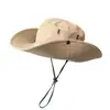 Sombrero de Pescador de Secado Rápido Sombrero para Exteriores Camping Senderismo Sombrero de Escalada con Cordón Sombrero de Vaquero Occidental Sombrero de Escalada de Ala Ancha para Hombre