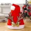 En stock al por mayor venta caliente transfronteriza decoraciones navideñas cuernos compuestos de terciopelo dorado gorro de Navidad regalo de Navidad