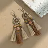 [Selección Premium] Pendientes Largos con Borlas Tejidas de Plumas Estilo Étnico Vintage para Mujer Pendientes Huecos de Gama Alta Bohemios