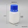 Frasco quadrado de plástico para reagentes, 60ml, com tampa anti-roubo, bico pequeno