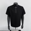 Camiseta de Manga Corta con Media Cremallera y Hombreras American High Street para Hombre Verano Algodón Espacial de Alta Gama Holgada Manga Media