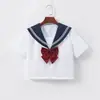 Roupa de marinheiro para comércio exterior transfronteiriço, autêntica roupa universitária original estilo japonês, gola azul-marinho, uniforme JK branco de duas peças, conjunto básico