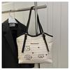 Bolso de Mano Tejido de Moda de Gran Capacidad con Bordado de Gato Nuevo de Moda Casual para el Trabajo Temperamento Simple Bolso de Playa