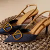 Zapatos de Punta Afilada Transfronterizos Europeos y Americanos Impresionantes Versátiles Elegantes de Tacón Fino Estilo Nuevo Elegantes de Mezclilla Primavera y Otoño Venta al por Mayor Tallas Grandes