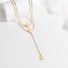 Collar de Acero de Titanio Dongguan, Cadena de Clavícula de Alta Gama, Joyería de Acero Inoxidable de Lujo Ligero Nicho para Apilar para Mujeres, Sin Decoloración Transfronterizo